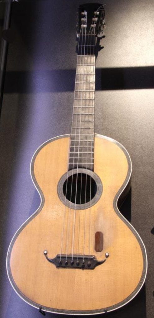 Edwin Harris guitar at Puke Ariki. A71.548.
