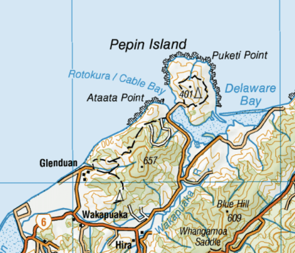 Map image of Hira, Wakapuaka, Pepin Island, Cable Bay