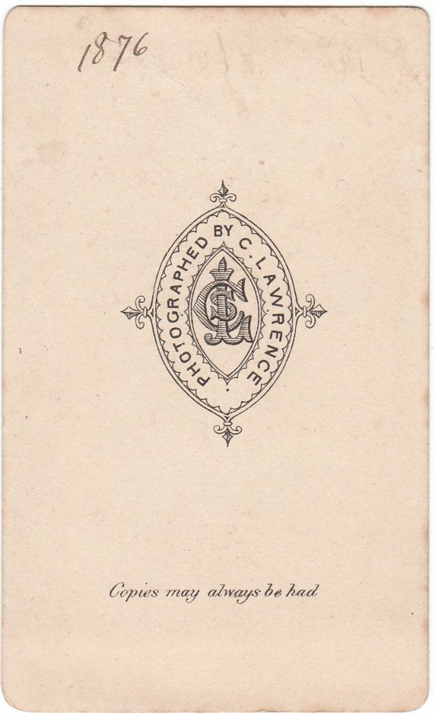 Stamp saying 'Photographed by C L Lawrence'
