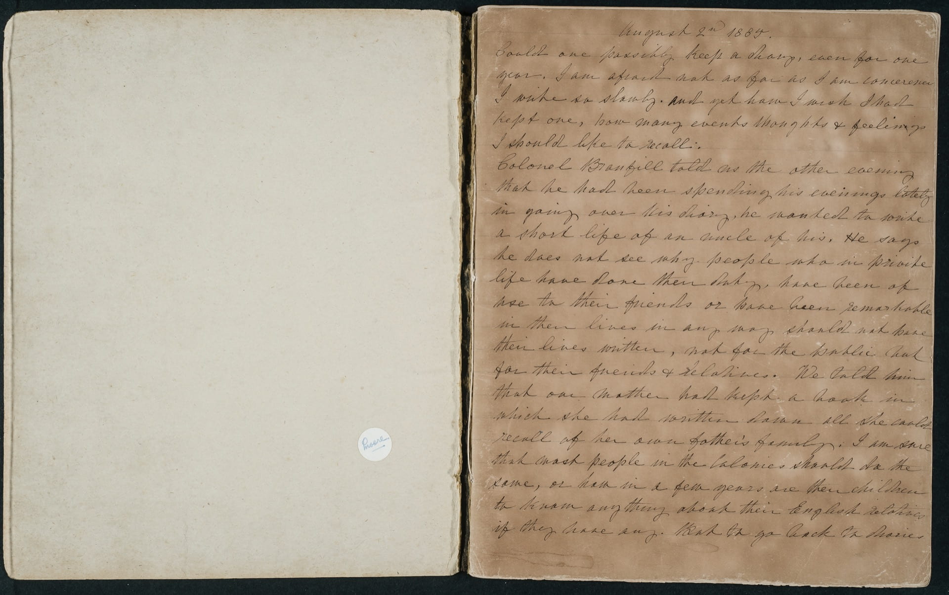 first page of Emily's diary